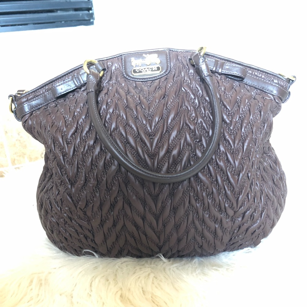 Beautiful Brown Quilt Coach Bag